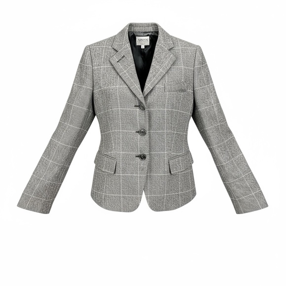 Giorgio Armani Jackets & Blazers - Giorgio Armani Women's Collezioni Checkered Plaid Gray Blazer